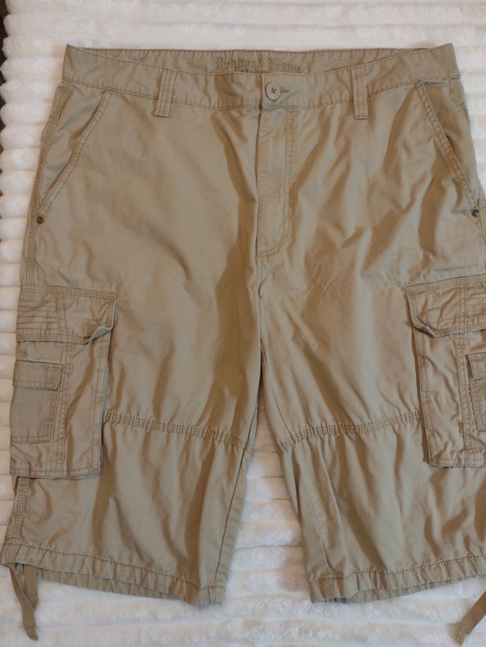 Request Jeans Premium Cargo Shorts Mens 40 Tan Vintage Y2K Long Length Relaxed